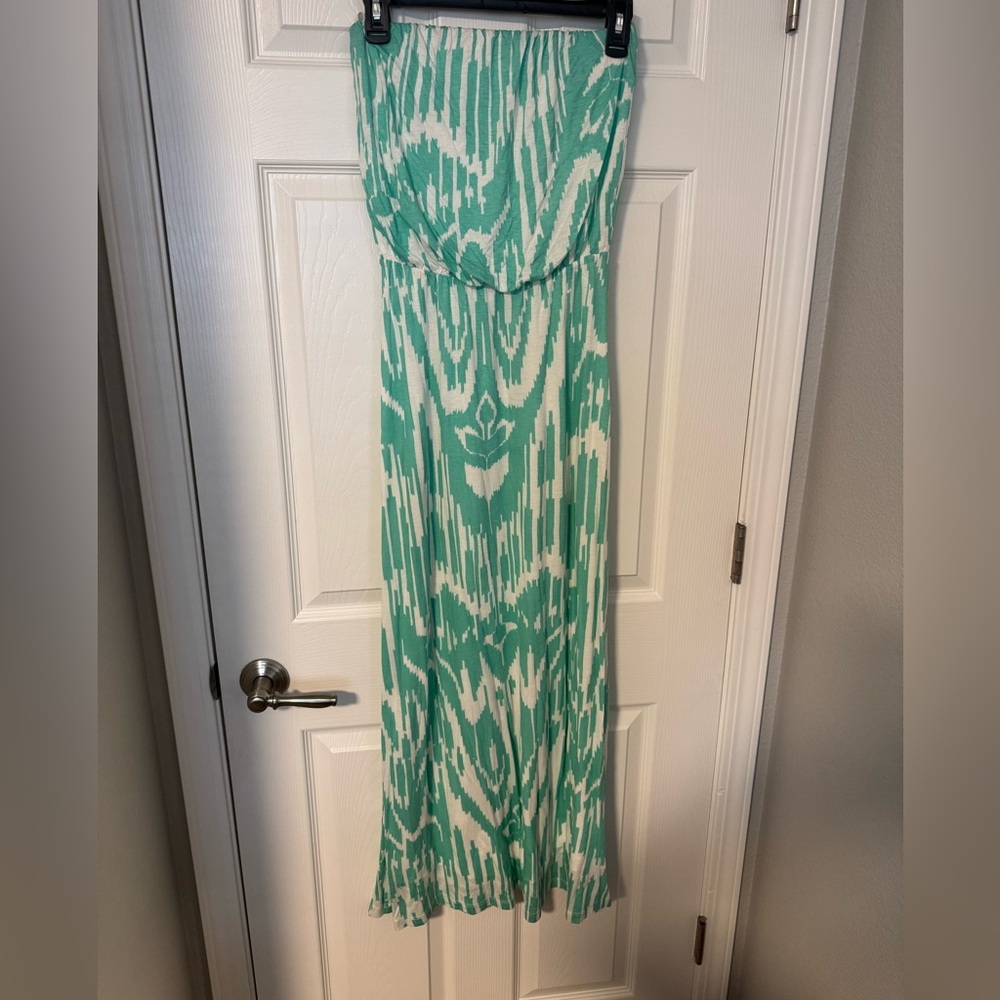 Calypso St. Barth Green and White Strapless Sundress